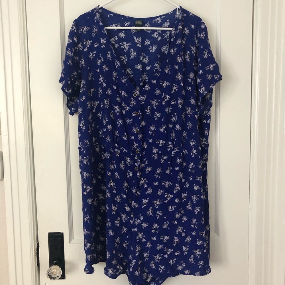 Wild Fable Royal Blue Romper with Floral Pattern